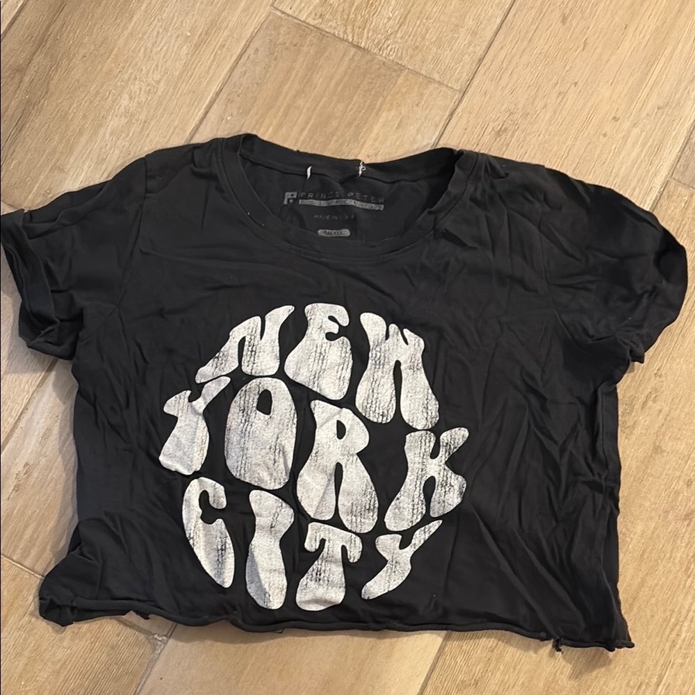 Black Graphic Tee with White Print